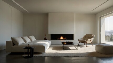 a minimalist modern living room reflecting the innovative