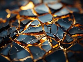 a close up of a shiny gold and black background