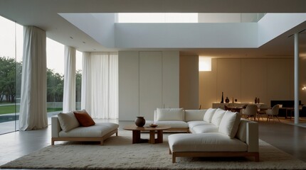 a minimalist modern living room reflecting the innovative