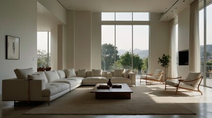 Fototapeta premium a minimalist modern living room reflecting the innovative