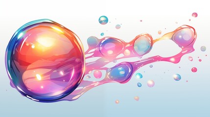 Vibrant and Iridescent Bubbles Floating in a Fantasy Landscape