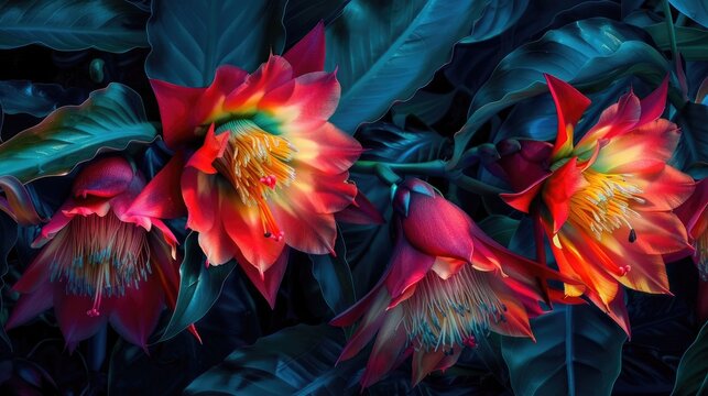 Queen of the Night flowers by Epiphyllum oxypetalum