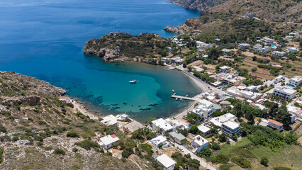 Volcano beach Mavra Volia on Chios island, Greece