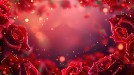 Frame with Red Rose Image Background for Beautiful Wallpaper