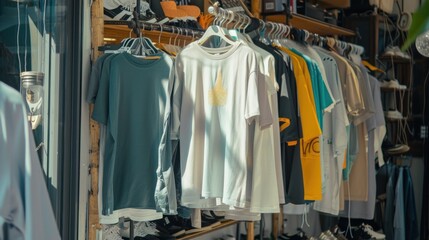 Fototapeta premium A collections of casual wear simple t-shirts and shoes