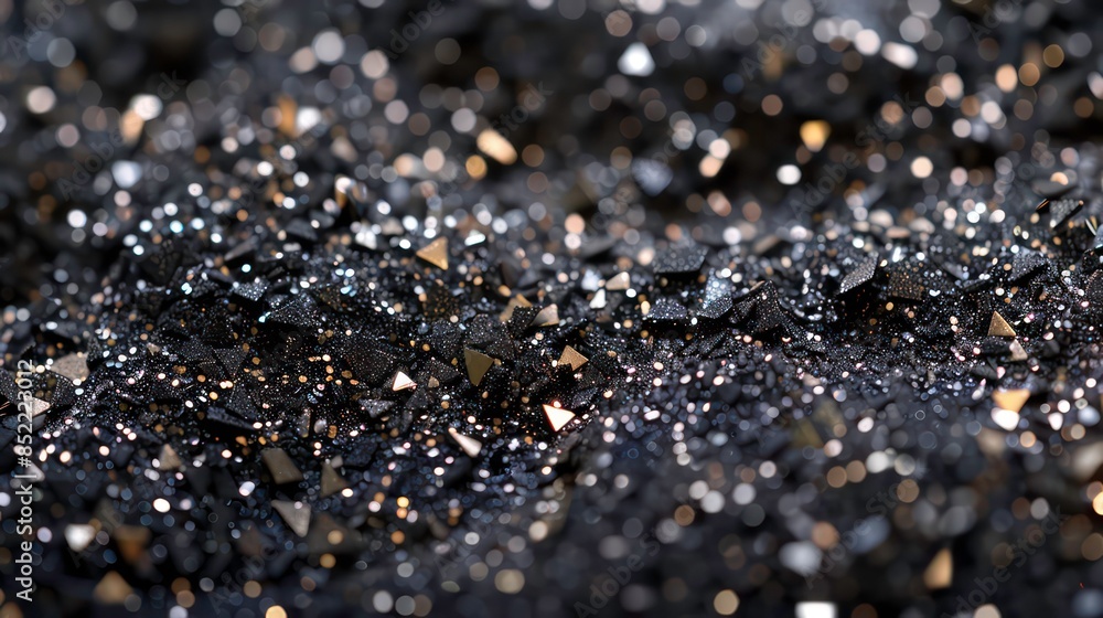 Poster a luxurious background with shiny gray glitter and sparkling elements, creating a regal and opulent 
