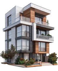 Obraz premium Modern duplex with contrasting colors and sleek lines, isolated on a transparent background,isolated on transparent png background