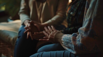 Obraz premium Holding hands supports and closes a partner in love, respect or trust therapy