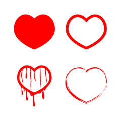 set of red hearts icon