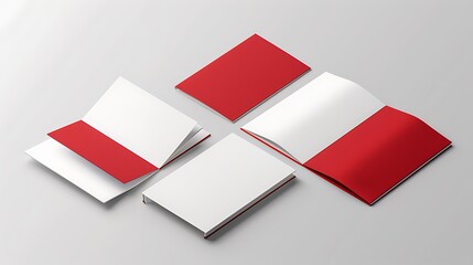Professional Bifold Brochure Mockup Photography with Varied Angles and Designs in a Minimalist White Studio Setting
