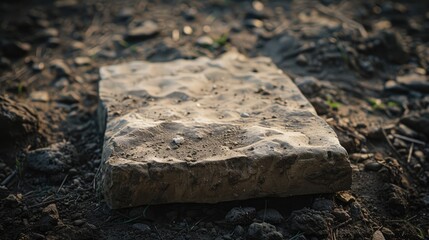 Fototapeta premium Stone slab rests on the ground