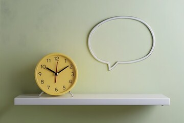 Photo alarm clock with blank speech bubble