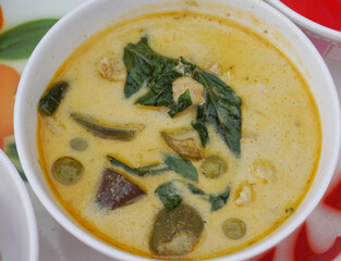 curry with chicken and milk, thai food.
