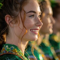 Smiling Irish Dancers at St. Patrick's Day Celebration

