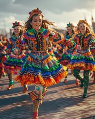 Naklejka premium Irish Dancers Performing Traditional Jig at St. Patrick's Day Event