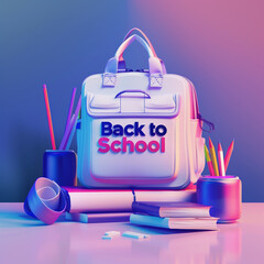 Back to school modern and simple 3d design with class accessory