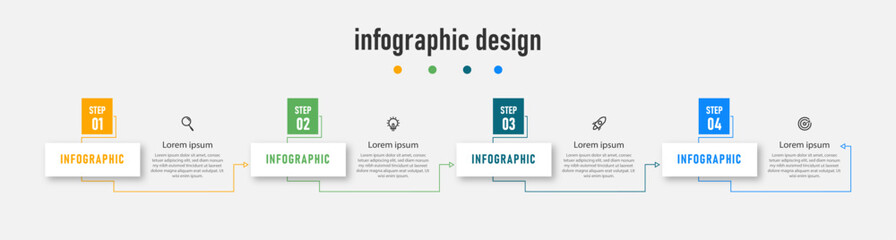 Business infographics template. timeline with 4 steps, options. can be used for workflow diagram, info chart, web design. vector illustration.