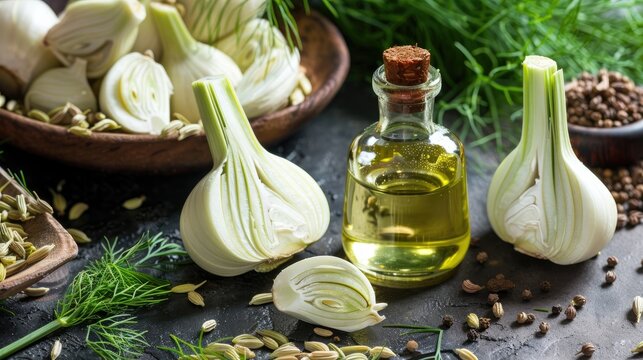 Fennel a well known spice or herb contains fennel oil in its seeds which is a key ingredient in telon oil