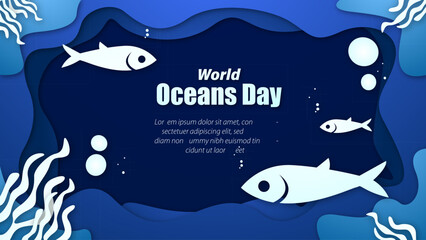 Ocean papercut with fish banner