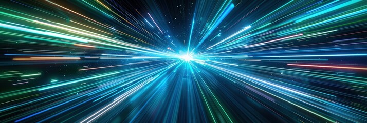 Abstract Blue Light Streaks in a Dark Space