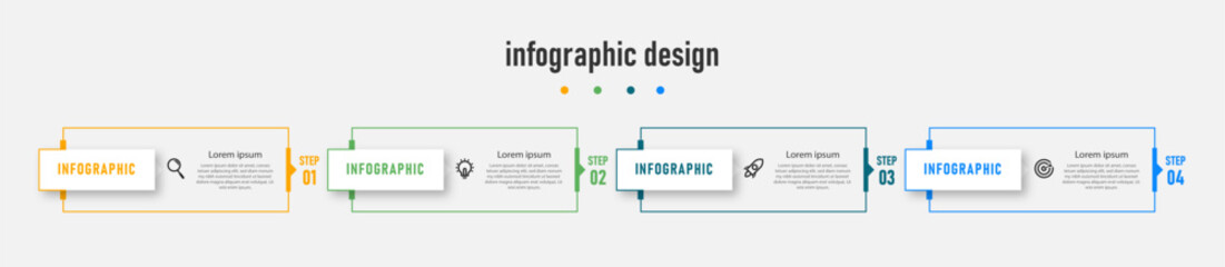 Business infographics template. timeline with 4 steps, options. can be used for workflow diagram, info chart, web design. vector illustration.