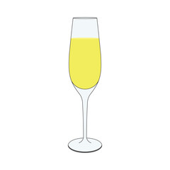 kids drawing cartoon Vector illustration champagne glass icon Isolated on White