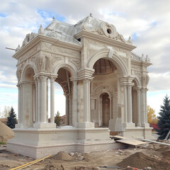 Obraz premium Luxurious Welcomes: Plaster Guesthouse Under Construction on a Luxury Estate