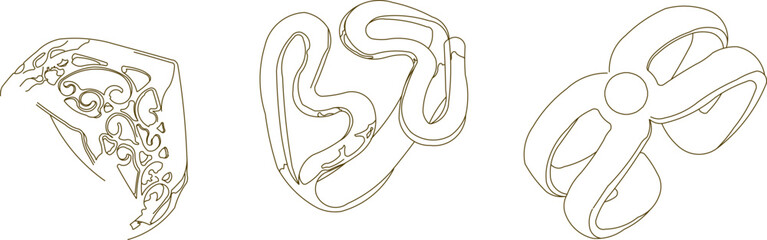 Vector silhouette illustration sketch of ring jewelry detail design drawing