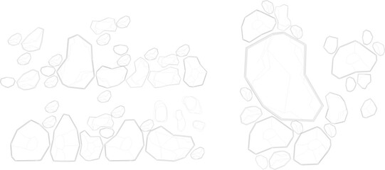 Vector silhouette illustration sketch of unique abstract rock detail design for garden decoration