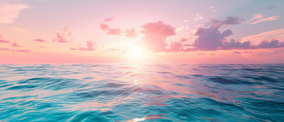 Obraz premium Blue sea and pink sky, a true marvel of nature.
