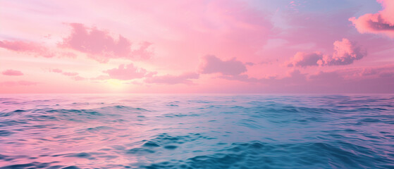 Obraz premium Tranquil scene of blue sea and pink sky, highlighting the beauty of nature.