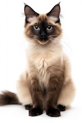 Mystic portrait of Balinese Cat, full body View isolated on white background