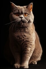 Obraz premium Mystic portrait of British Shorthair Cat, full body View isolated on black background