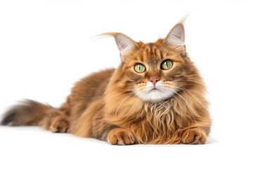 Fototapeta premium Mystic portrait of Manx Cat, full body shot, full body View isolated on white background