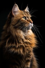 Obraz premium Mystic portrait of Norwegian Forest Cat, full body View isolated on black background