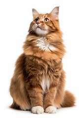 Mystic portrait of Norwegian Forest Cat, full body View isolated on white background