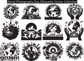 World Photography Day silhouette vector