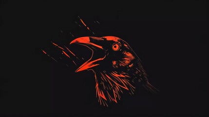 Illustration of a crow logo on a black background which is very beautiful