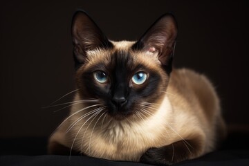 Fototapeta premium Mystic portrait of Siamese, full body view, full body shot isolated on black background