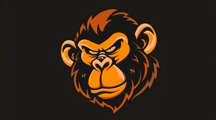 Monkey logo illustration on black background which is very beautiful