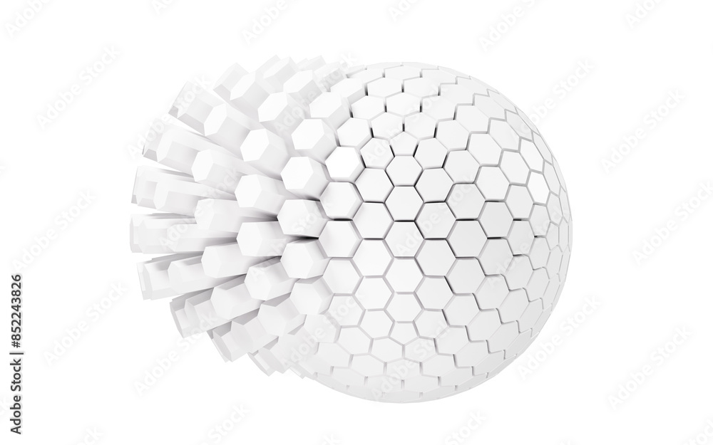 Poster white abstract sphere, 3d rendering.
