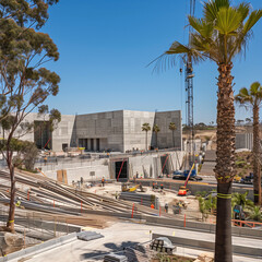 Fototapeta premium Geological Study Hub: Granite Research Facility Construction at a Site