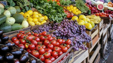 Bountiful Harvest: Colorful Fresh Produce at Vibrant Farmers Market