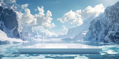 Fototapeta premium Frozen Landscape with White Platform