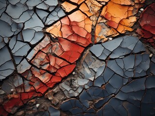 a close up of cracked paint on a wall
