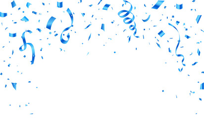 Celebration background template with confetti and ribbons. Design for various parties