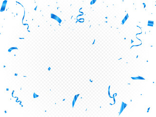 Blue confetti celebration background For parties and festivals on a transparent background that can be isolated vector illustration