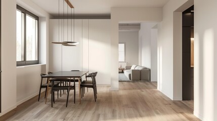 Modern Dining Room Interior with Natural Light, Generative AI