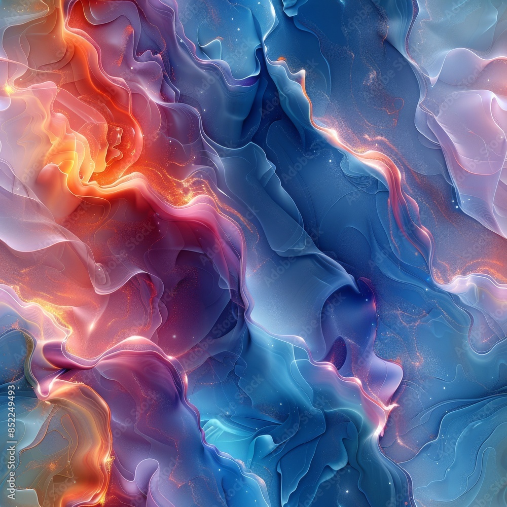 Wall mural a seamless pattern of glowing electric marble like flow.