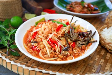 papaya salad, Som Tam,som tum thai food, isan food,Thai isan kitchen